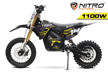 Nitro Motors Tiger Eco Dirtbike 1100W 36V 12/10 Zoll Lithium Akku 10Ah Elektro Crossbike