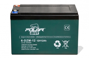 Polar Bär AGM Batterie 6-DZM-12 12V 12Ah wartungsfrei Powerbatterie