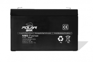 Polar Bär Batterie Blei Gel Akku NM6-7 6V 7Ah 20Hr wartungsfrei Powerbatterie