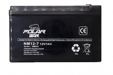 Polar Bär AGM Batterie NM12-7 12V 7Ah 20Hr wartungsfrei Powerbatterie
