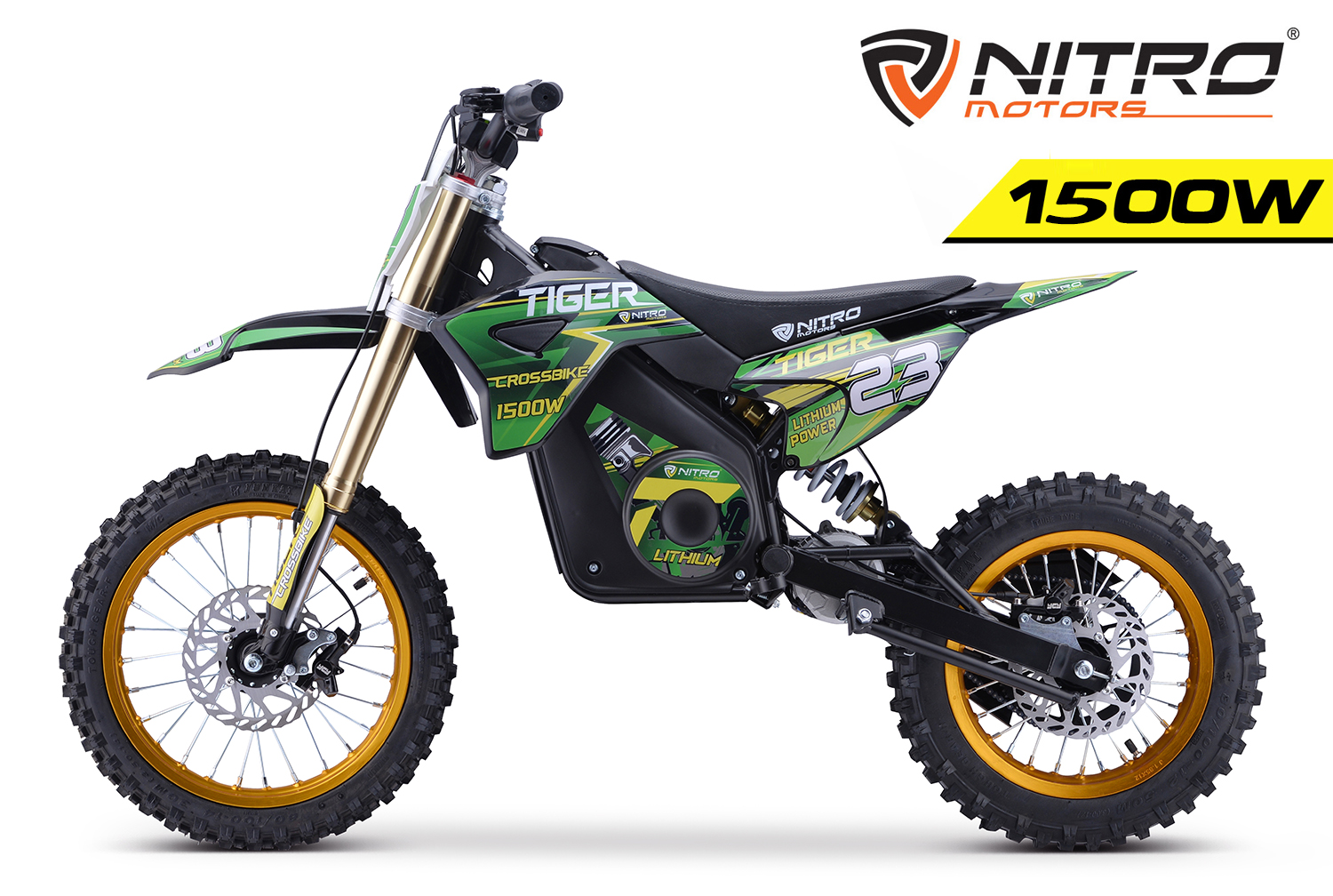 NITRO MOTORS 1500W 48V Elektro midi Kinder Dirtbike Tiger DLX 14" Crossbike Cross Bike