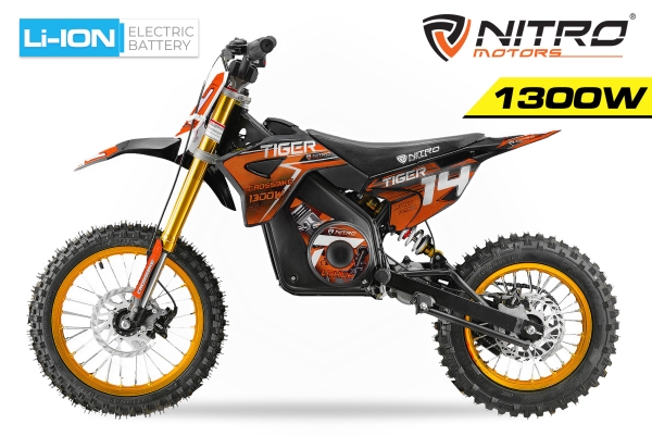 NITRO MOTORS 1300W 13Ah Lithium Eco midi Kinder Dirtbike Tiger DLX 14"